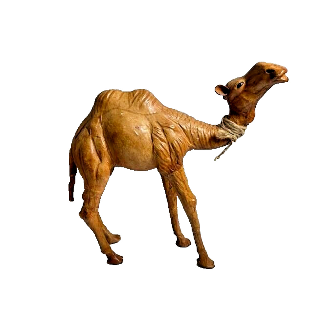 Hand Carved Camel Figurine 12" Decorative Sculpture